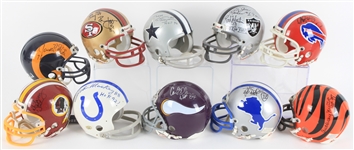 1990s-2000s Hall of Fame & Star Signed Mini Helmet Collection - Lot of 10 w/ Anthony Munoz, Mel Renfro, John Mackey, Carl Eller & More (JSA)