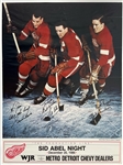 1986 Gordie Howe Sid Abel Ted Lindsay Detroit Red Wings Signed 18" x 24" Sid Abel Night Poster (JSA)