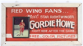 1960s Gordie Howe Detroit Red Wings Detroit Olympia 21" x 38" Painted Wooden Sign w/ 8" x 10" Signed Photo (JSA)