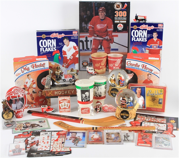 1980s-2000s Detroit Red Wings Souvenir Cups, Pinbacks, Mini Hockey Sticks and more (Lot of 50+)