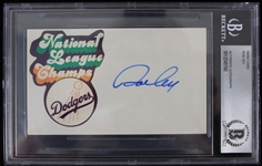 1974-1981 Ron Cey Los Angeles Dodgers Autographed National League Champions Index Card (Beckett Slabbed)