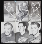 1950's-60's Detroit Red Wings Player Postcards - Lot of 18 w/ Gordie Howe, Terry Sawchuk, Marcel Pronovost, Red Kelly & More