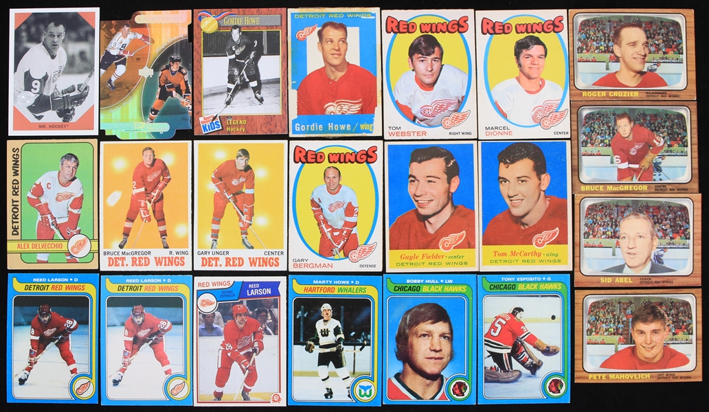 1960s-2000s Detroit Red Wings Hockey Trading Card Collection - Lot of 35 w/ Gordie Howe & More