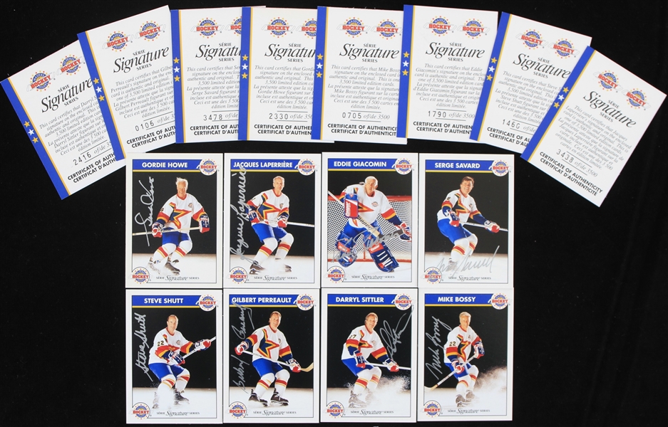 1993-94 Zellers Masters of Hockey Signed Trading Cards - Lot of 8 w/ Gordie Howe, Mike Bossy, Serge Savard & More (JSA)