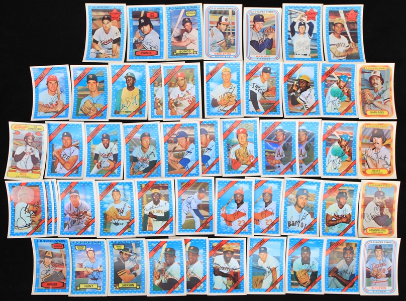 1970s Kelloggs 3-D Superstars Baseball Trading Cards - Lot of 50 w/ & More