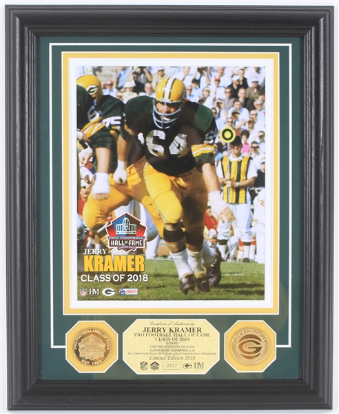 2018 Jerry Kramer Green Bay Packers 13" x 16" Framed Highland Mint Hall of Fame Display (0107/2018)