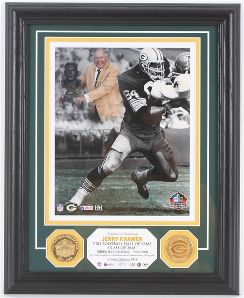 2018 Jerry Kramer Green Bay Packers 13" x 16" Framed Highland Mint Hall of Fame Display (0013/2018)