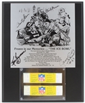 1967 Bart Starr Jerry Kramer Chuck Mercein Ken Bowman Green Bay Packers Signed 13" x 16" Ice Bowl Display w/ Reproduction Tickets (JSA)