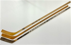 1960s-80s Gordie Howe Detroit Red Wings Hockey Stick Collection - Lot of 5 w/ Signed Professional Model Wally Stick & More (MEARS LOA/JSA)