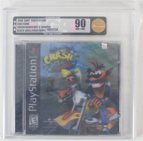 1998 Sony PlayStation Crash Bandicoot 3: Warped Black Label/Holo Cover Video Game (VGA Slabbed 90 NM+/MT)