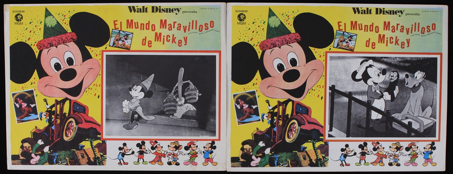 1968 Walt Disney Presents El Mundo Maravilloso De Mickey 12.5" x 16.5" Spanish Language Lobby Card Movie Posters - Lot of 2