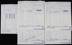 1976 Milwaukee Brewers Signed Sheraton Royal Hotel Invoices - Lot of 5 w/ Bob Uecker, Harvey Kuenn, George Scott, Mike Hegan & More (JSA)