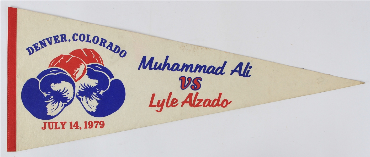 1979 Muhammad Ali Lyle Alzado 30" Full Size Exhibition Bout Pennant (Troy Kinunen Collection) 