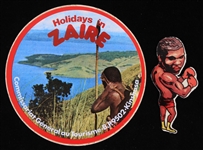1974 Holidays in Zaire 4.5" Decal & 3" Muhammad Ali Decal - Lot of 2 (Troy Kinunen Collection)