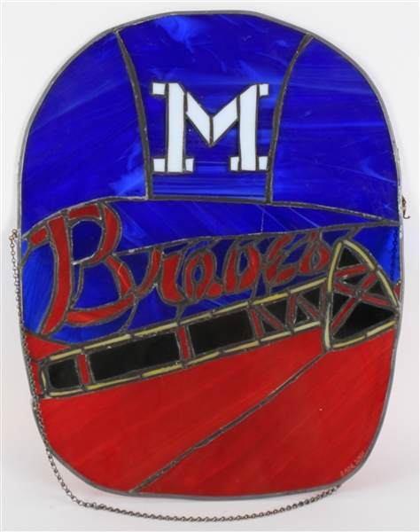 1953-65 Milwaukee Braves 14" x 17.5" Hanging Stained Glass Display