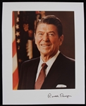 1980s Ronald Reagan 8x10 Colored Official White House Photo with Facsimile Signature 