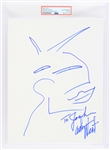1970s Adam West Batman Signed 8.5" x 11" Hand Drawn Batman Illustration (PSA Slabbed Authentic)