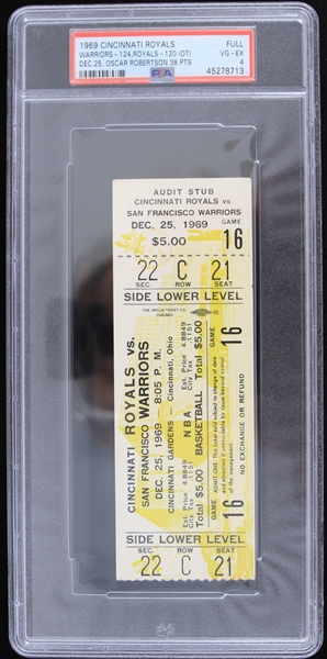 1969 Cincinnati Royals San Francisco Warriors ABA Cincinnati Gardens Full Ticket (PSA Slabbed VG-EX 4)