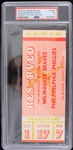 1963 Milwaukee Braves Philadelphia Phillies Milwaukee Sentinel Carriers Promo Ticket (PSA Slabbed NM 7)