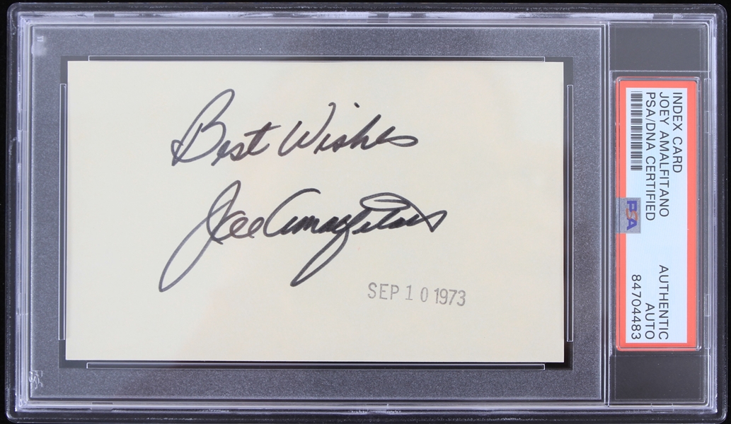 1973 Joey Amalfitano New York Giants Signed 3" x 5" Index Card (PSA Slabbed Authentic)