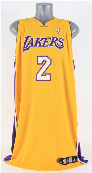 2008-09 Derek Fisher Los Angeles Lakers Game Worn Home Jersey (MEARS A10) NBA Championship Season