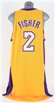 2008-09 Derek Fisher Los Angeles Lakers Game Worn Home Jersey (MEARS A10) NBA Championship Season