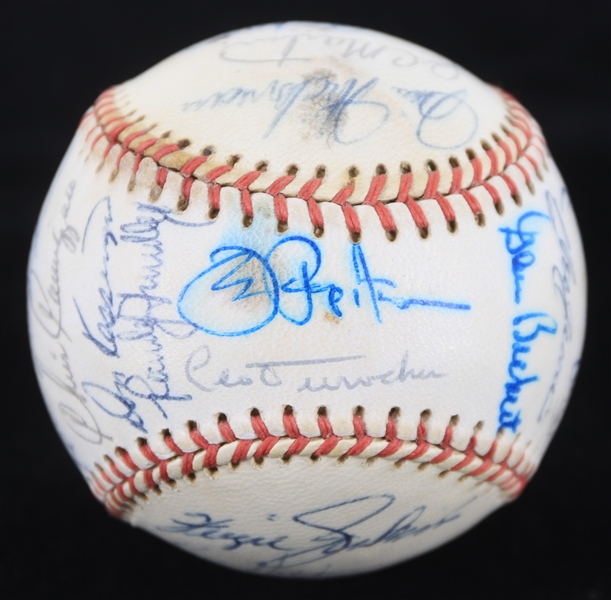 1971 Chicago Cubs Team Signed ONL Feeney Baseball w/ 24 Signatures Including Leo Durocher, Ernie Banks, Ron Santo & More (*Full JSA Letter*)