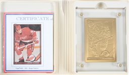 1984-95 Detroit Red Wings Highland Mint Bronze Hockey Trading Cards - Lot of 3 w/ Gordie Howe, Steve Yzerman & Sergei Fedorov