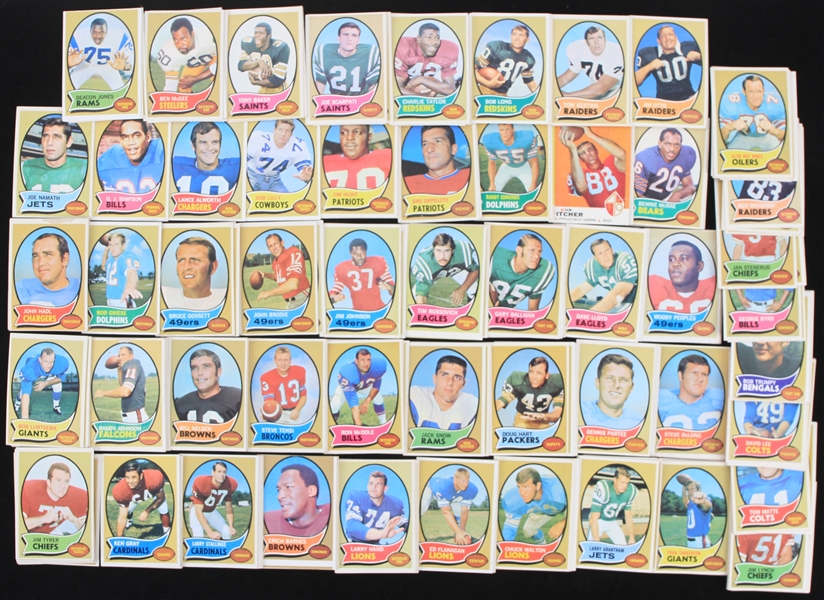 1970s Football & Hockey Trading Card Collection - Lot of 444 w/ Joe Namath, OJ Simpson, Johnny Unitas, Bobby Orr & More