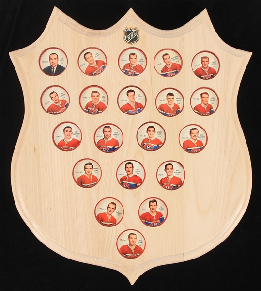1961-62 Montreal Canadiens 12" x 13" Parkhurst Coin Display w/ 20 Players Including Jean Beliveau, Boom Boom Geoffrion, Henri Richard & More