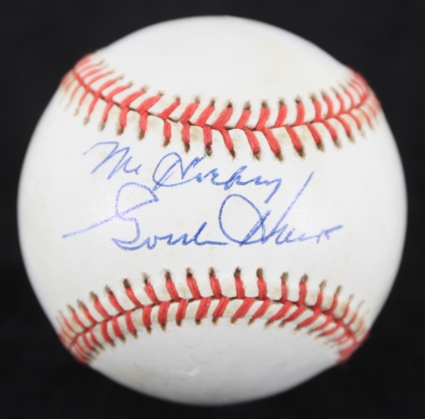1990-92 Gordie Howe Detroit Red Wings Signed OAL Brown Baseball (JSA)
