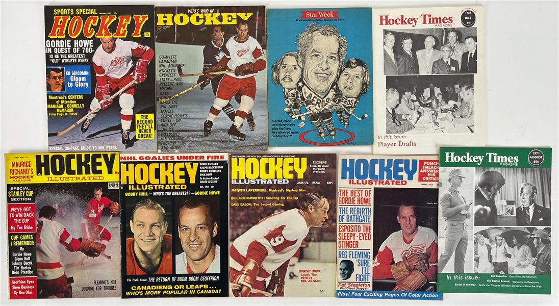 1960s-70s Gordie Howe Detroit Red Wings Hockey Publications - Lot of 9