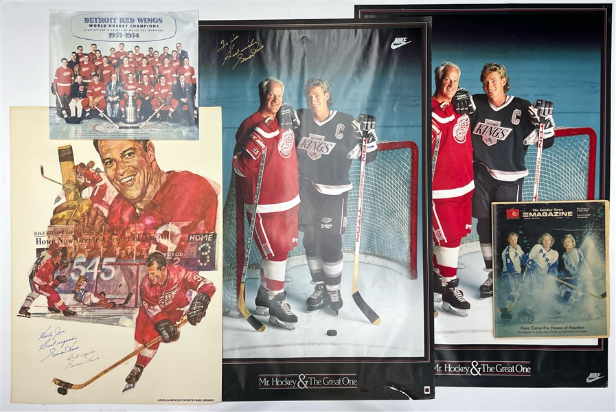 1970s-2000s Gordie Howe Detroit Red Wings & Detroit Tigers Memorabilia Collection - Lot of 14 w/ Posters, Signed Lithographs & More (JSA)