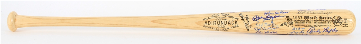 1957 World Series Champion Milwaukee Braves Multi Signed Adirondack Commemorative Bat w/ 16 Signatures Including Warren Spahn, Eddie Mathews, Del Crandall & More (JSA)