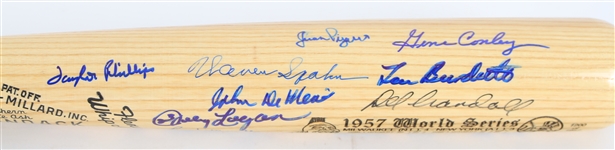 1957 World Series Champion Milwaukee Braves Multi Signed Adirondack Commemorative Bat w/ 16 Signatures Including Warren Spahn, Eddie Mathews, Del Crandall & More (JSA)