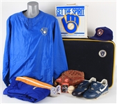 1986-91 Mark Knudson Milwaukee Brewers Personal Memorabilia Collection - Lot of 11 w/ Skyway USA Team Suitcase, Game Used Mitt, Game Worn Cap, Cleats & More (MEARS LOA/JSA)