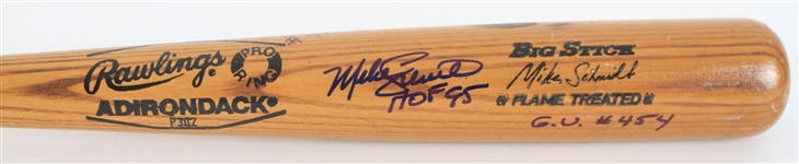 1985 Mike Schmidt Philadelphia Phillies Rawlings Autographed & Inscribed Adirondack Professional Model Game Used Bat (MEARS A8/JSA) Attributed to HR #454 via Schmidt LOA