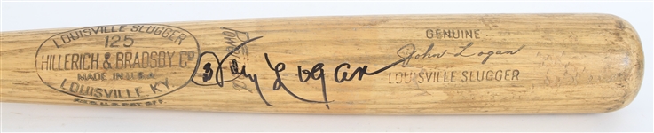 1959-60 Johnny Logan Milwaukee Braves Signed H&B Louisville Slugger Professional Model Game Used Bat (MEARS A9/JSA)