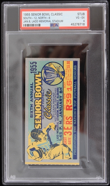 1955 Alan Amache Senior Bowl Classic Ticket Stub (PSA Slabbed)