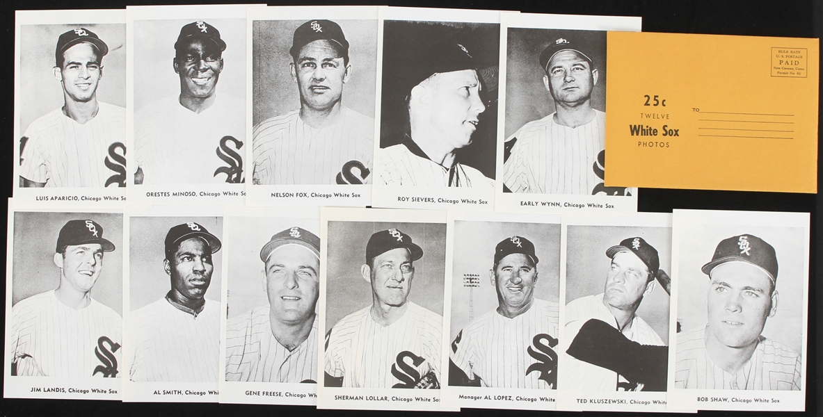 1950s-1960s Chicago White Sox and San Francisco Giants 5x7 Black and White Photos Featuring Willie McCovey Willie Mays Gene Freese Early Wynn Nelson Fox and More (Lot of 26)