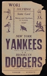 1947 New York Yankees vs Brooklyn Dodgers World Series Scorecard