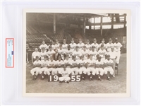 1955 Brooklyn Dodgers Team 8x10 Black and White Photograph (Type III) (PSA Slabbed)