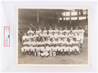 1955 Brooklyn Dodgers Team 8x10 B&W Photo "One and Only World Series Title" (Type III) (PSA Slabbed)