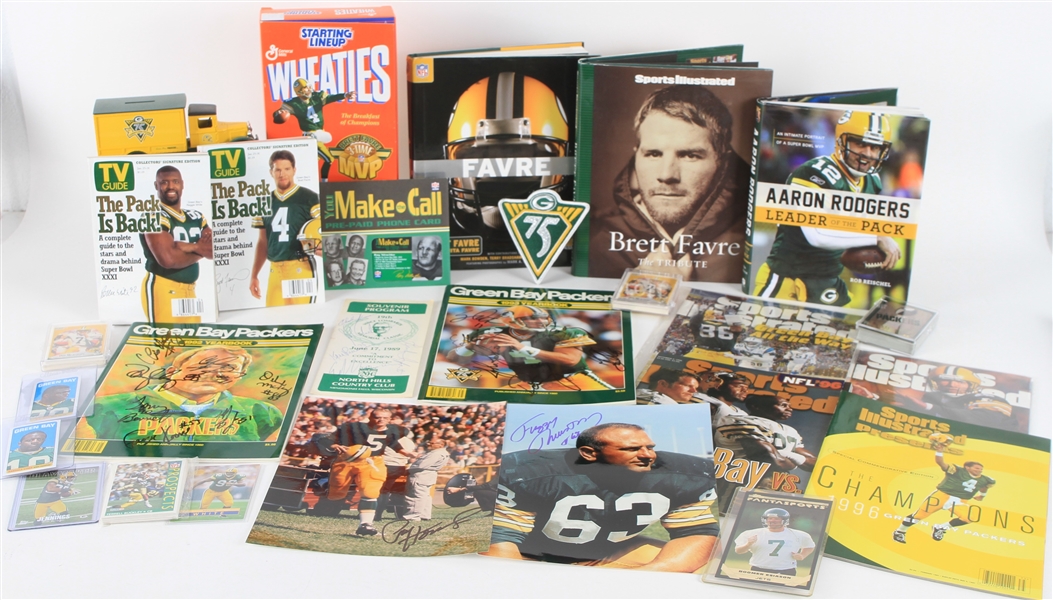 1980s-2000s Green Bay Packers Yearbooks, Trading Cards, Photos & more (Lot of 90+)