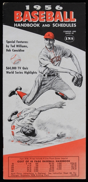 1956 Baseball Handbook and Schedules Sample Advertisement Book