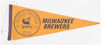 1970s Milwaukee Brewers Grafs Brewer Booster Club 29" Full Size Pennant