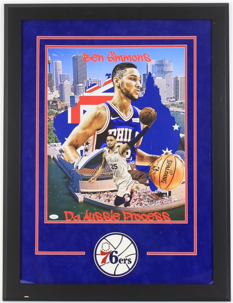 2017-21 Ben Simmons Philadelphia 76ers Signed 26" x 34" Framed Vinyl Photo (*JSA*)