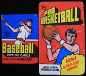 1976-1977 Topps Pro Basketball Super Size Trading Card Pack Wrapper and Topps Baseball Card Pack Wrapper (Lot of 2)