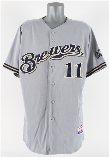 2009 Mike Rivera Milwaukee Brewers Game-Worn Jersey (MEARS LOA)