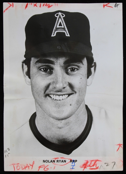 1972-1979 Nolan Ryan California Angels 5x7 Black and White Photo